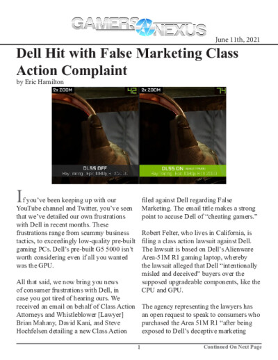 Dell Hit with False Marketing Class Action Complaint